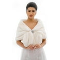 thumbnail image 1 of Bridal Faux Fur Wraps and Shawls Wedding Fur Stole Scarf with Brooch Bride Fur Shrug Fur Coat for Brides and Bridesmaid, 1 of 4