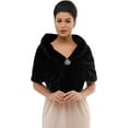 thumbnail image 1 of Bridal Faux Fur Wraps and Shawls Wedding Fur Stole Scarf with Brooch Bride Fur Shrug Fur Coat for Brides and Bridesmaid, 1 of 4
