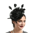 thumbnail image 1 of Bridal Feather Veil Headpiece - Wedding Hair Accessory with Pearls (Elegant & Romantic) Under 5$, Yubnlvae Hat for Women Wedding Flower Mesh Feathers Hair , Black, One Size, 1 of 4