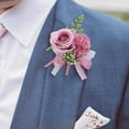 thumbnail image 1 of Bridal Flower Brooch | Groom Wedding Corsage Pin | Floral Boutonniere for Bride & Groom | Artificial Rose & Carnation Bouquet | 1 Piece, 1 of 6