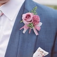 thumbnail image 1 of Bridal Flower Brooch | Groom Wedding Corsage Pin | Floral Boutonniere for Bride & Groom | Artificial Rose & Carnation Bouquet | 1 Piece, 1 of 6