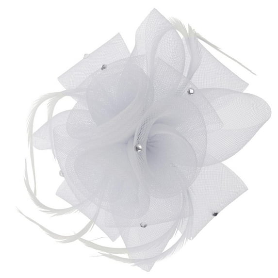 Bridal Flower Feather Hair Clip Fascinator Women's Day Wedding Races Headpiece White