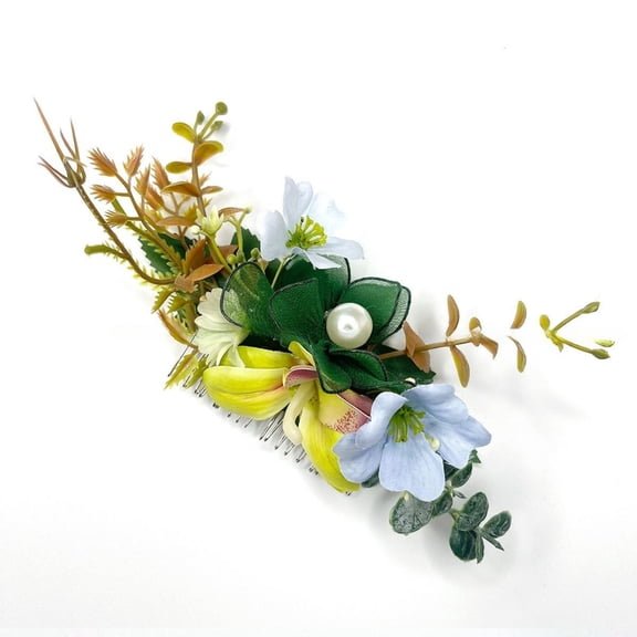 Bridal Flower Hair Comb Mesh Insert Clip Updo Bun Hairpiece Wedding Photo Accessory for Women Girls