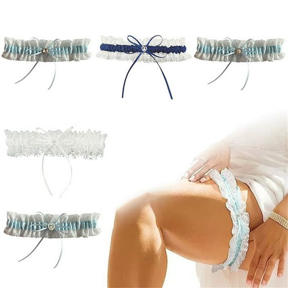Bridal Garter Set with Keepsake Card in Classic Blue for Wedding Day Attire