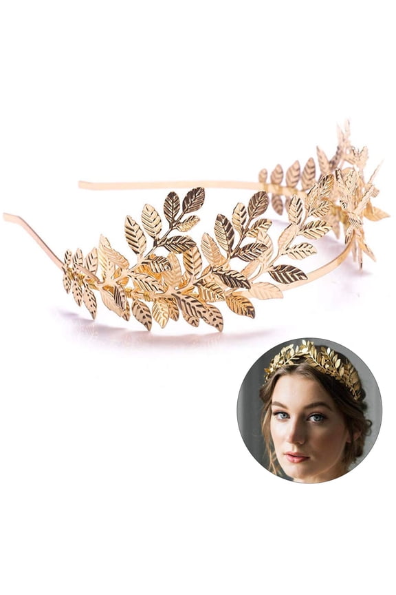 Bridal Gold Leaf Crown Headband Bridal Tiara Gold Leaf headpiece for Wedding Prom Festival Bridesmaid Hair Accessoriecs(Gold)