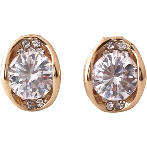 Bridal Gold Plated AAA CZ Rhinestone Clip on Earrings Non Piercing for Women Ear Clip