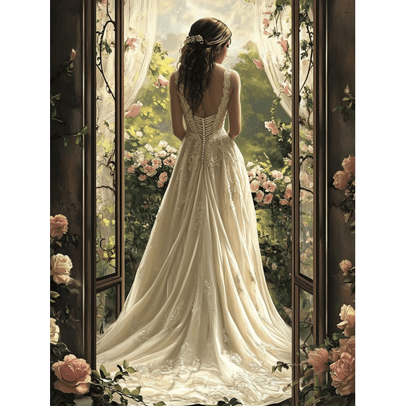 Bridal Gown Canvas Art/Painting Wedding Dress Decor Picture Suitable for Living Room Bedroom Dining Room Hallway Office Bridal Shop Dress Store Home Gallery and Studio Decoration