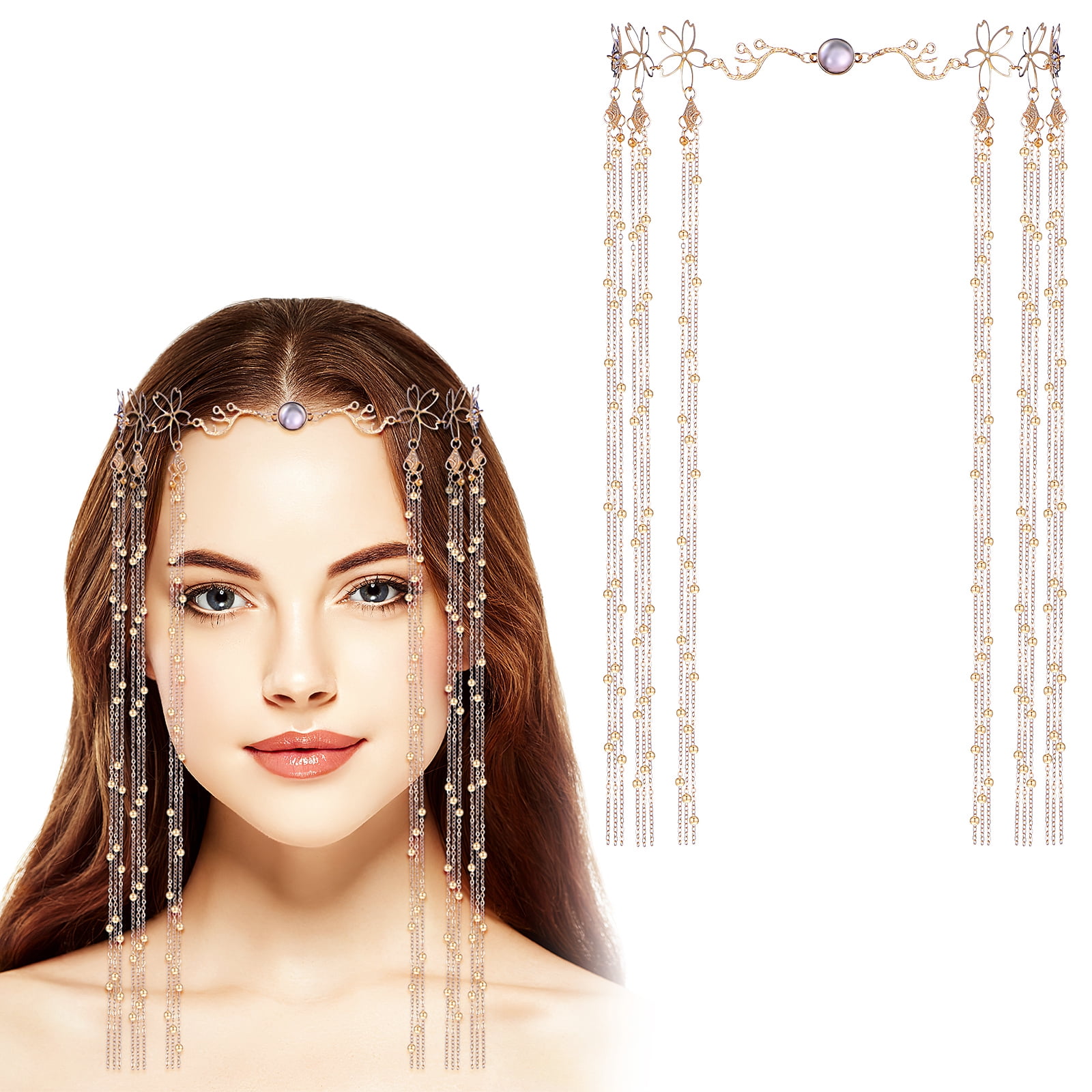 Bridal Hair Accessories Girls Ancient Style Hanfu Long Tassel Head Chain Jewelry for Women