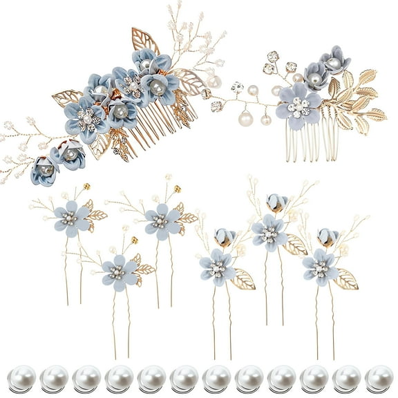 Bridal Hair Accessories Wedding Hair Pieces for Brides Floral Hair Pins Formal Prom Headpieces for Brides Bridesmaids Women 20PCS