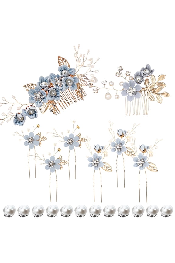 Bridal Hair Accessories Wedding Hair Pieces for Brides Floral Hair Pins Formal Prom Headpieces for Brides Bridesmaids Women 20PCS