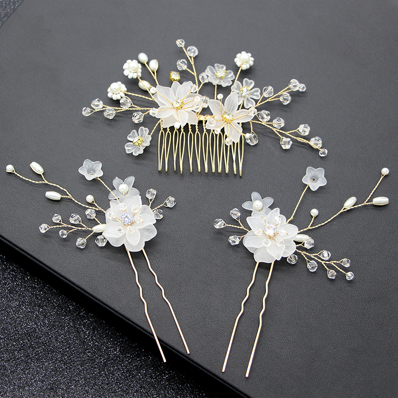 Bridal Hair Comb Hairpin Set Pearl Rhinestone Imitation Pearls Wedding