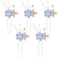 thumbnail image 1 of Bridal Hair Combs, 5PCS Wedding Hair Pins Set Crystal Flower Hair Clips Bride Bridesmaid Hair Sides Comb Rhinestone Barrettes, Pearl Flower Hair Pins Hair Accessories for Women Girls (Light Blue), 1 of 4
