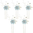thumbnail image 1 of Bridal Hair Combs, 5PCS Wedding Hair Pins Set Crystal Flower Hair Clips Bride Bridesmaid Hair Sides Comb Rhinestone Barrettes, Pearl Flower Hair Pins Hair Accessories for Women Girls (Light Blue), 1 of 4