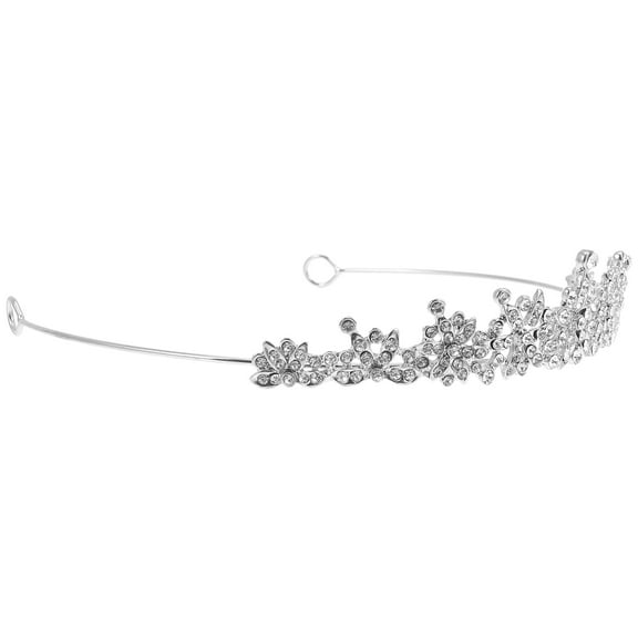 Exquisite Rhinestone Crown Headband for Decoration Bridal Silver 1 Piece