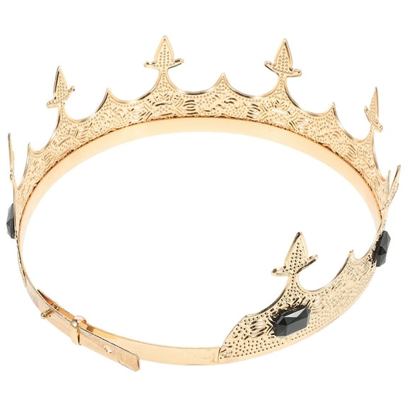 Masteelf Black Alloy Crown for Men with Rhinestone Design and Perfect for Events