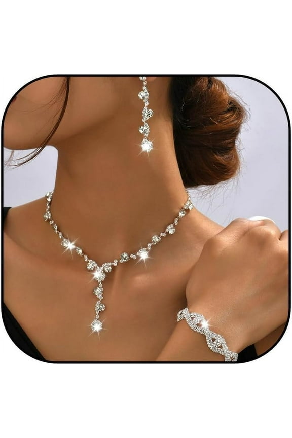 Bridal Jewelry Set for Wedding & Prom: Sterling Silver Pearl Necklace and Earrings Matching Set, Women's Luxury Bridesmaid Jewelry Gifts featuring Hypoallergenic Design[n826]