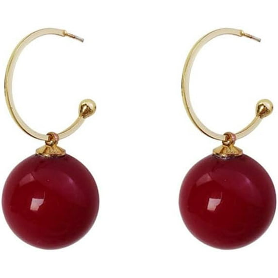 Bridal Large Pearl Drop Dangle Earrings Half Open Hoop Earrings with Pearl Pendant Wedding Ear Jewelry for Women