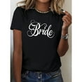 thumbnail image 1 of Bridal Letter of Womens Pattern Tops Fashion Graphic Tees Casual Short Sleeve Tshirts Cotton Shirts White,3XL, 1 of 6