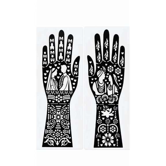 Bridal Mehndi Hand Stencil Couple Design Reusable Template for Wedding Festival Traditional Body Art Easy Apply Pattern for Women