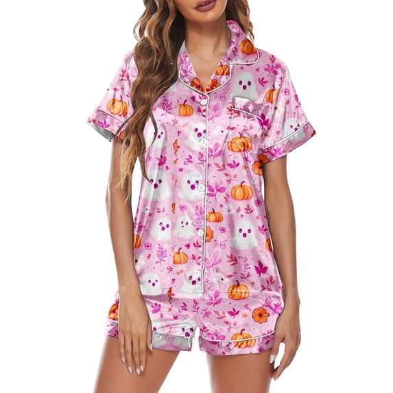 Bridal Pajama Set Shorts Sets for Women, Summer Lounge Sets for Women, Notch Collar, Satin Pajama Set for Women, Cozy Matching Sleepwear, Ladies Pajamas Sets Purple M