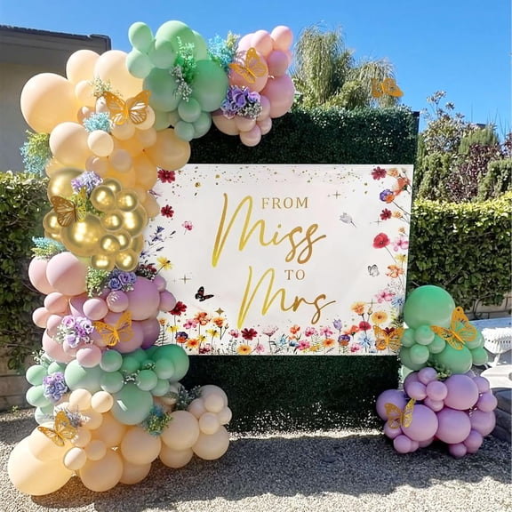 Bridal Party Decoration Set Single to Married Theme Backdrop Balloon Combination