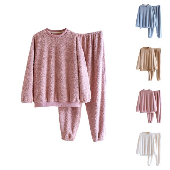 Bridal Party Pajamas – Satin Matching Sleepwear Cozy Women's Pajama Set Plus Size Thickened Round Neck Sleepwear For Winter Soft Warm Homewear