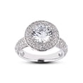 thumbnail image 1 of Bridal Pave Set Unique Engagement Ring, Women's Halo Accent Anniversary Ring, 2.2 Ct Round Cut Simulated Diamond Ring, 925 Sterling Silver, Promise Proposal Wedding Ring For Her Birthday Gift, 1 of 3