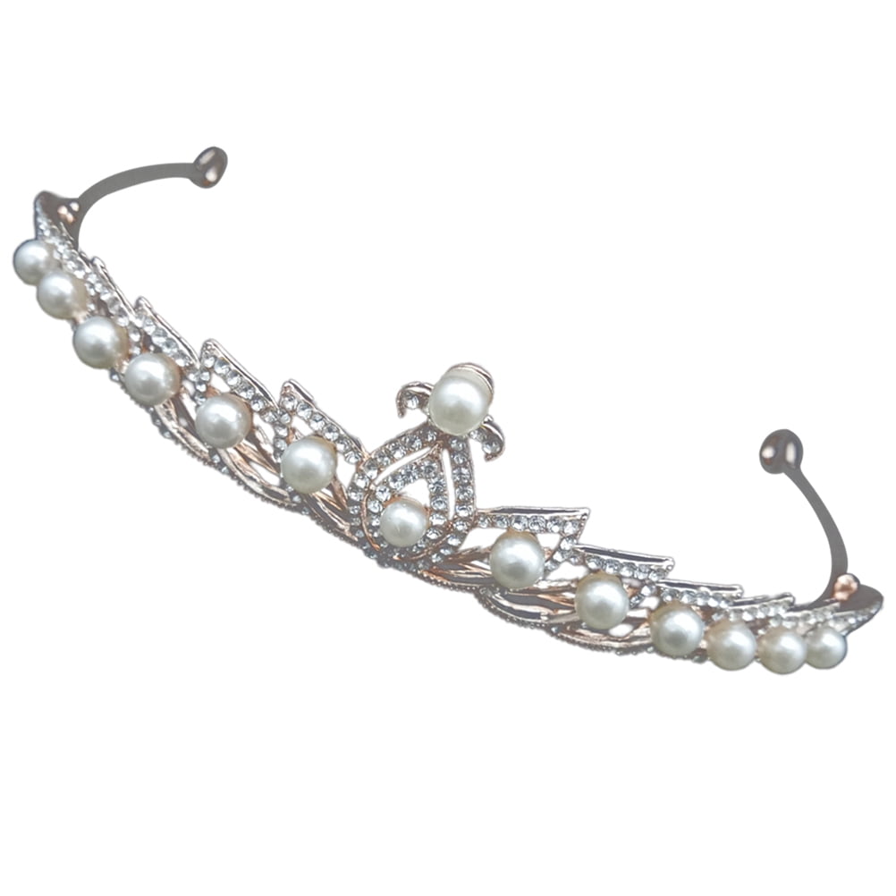 Bridal Pearl Crown Wedding Pearl Crown Headband Pearl Rhinestone Crown ...