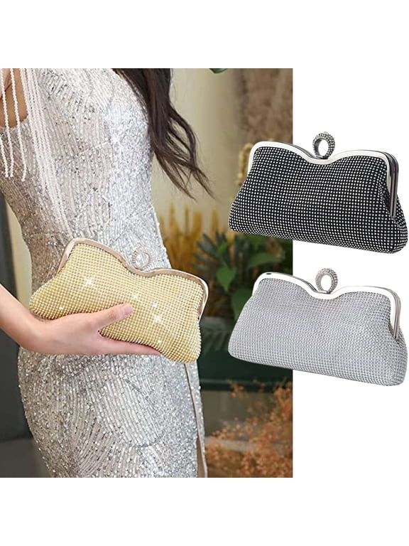Bridal Prom Wedding Tote, Evening Bag Woman Clutch Shiny Party Bag Versatile Handmade Bag Shoulder Satchel/Gold