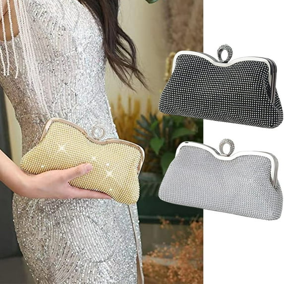Bridal Prom Wedding Tote, Evening Bag Woman Clutch Shiny Party Bag Versatile Handmade Bag Shoulder Satchel/Silver