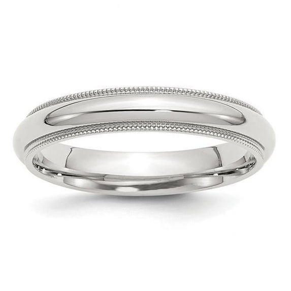 925 Sterling Silver Solid Polished Milgrain Half Round 4mm Millgrain Comfort-Fit Band Ring Size 4 Ring for Women and Men