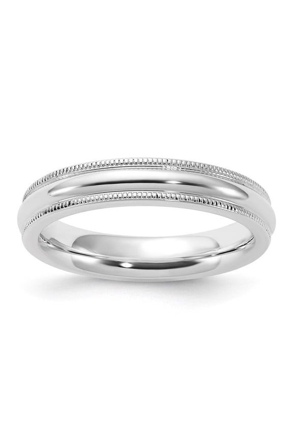 Bridal QCFM040-9 4 mm Sterling Silver Milgrain Comfort Fit Band, Polished - Size 9