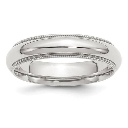 Bridal QCFM050-9 5 mm Sterling Silver Milgrain Comfort Fit Band, Size 9