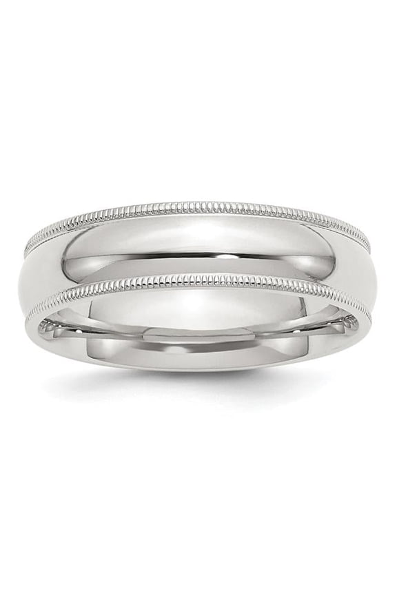 925 Sterling Silver Solid Polished Milgrain Half Round 6mm Millgrain Comfort-Fit Band Ring Size 7 Ring for Women and Men
