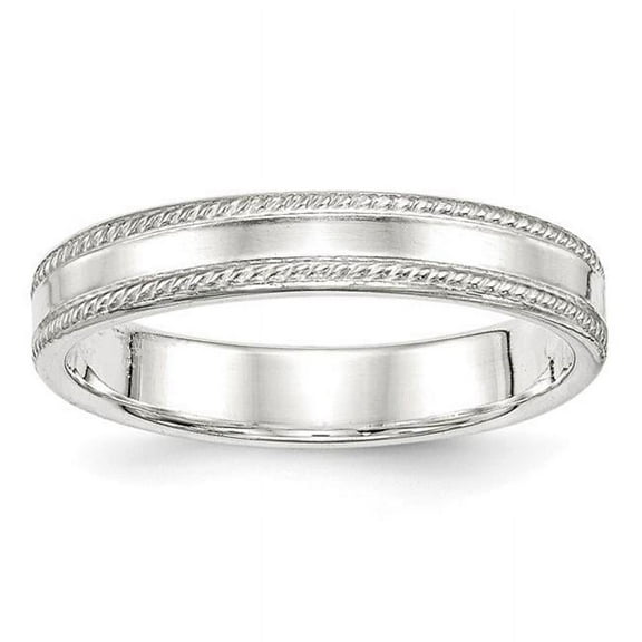 925 Sterling Silver Solid Polished 4mm Design Edge Band Ring Size 8 Ring for Women and Men