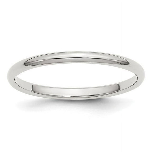 Bridal QWH020-5.5 2 mm Sterling Silver Half-Round Band, Polished - Size 5.5