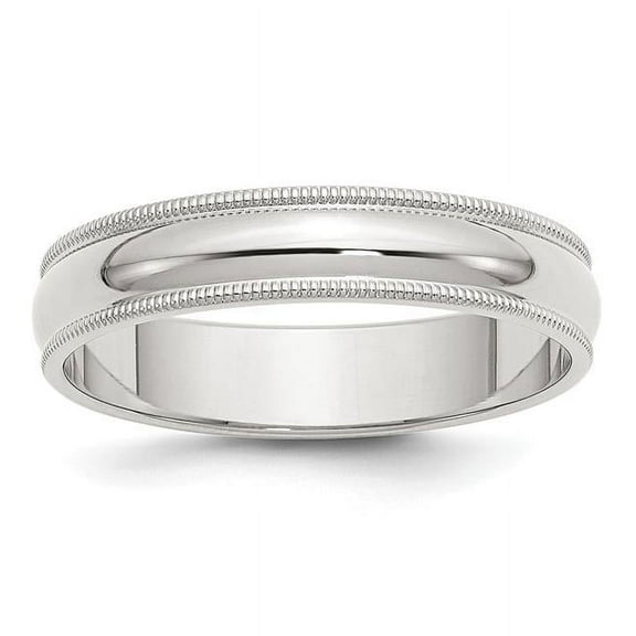 925 Sterling Silver Solid Polished Half Round 5mm Milgrain Band Size 12 Ring for Women and Men