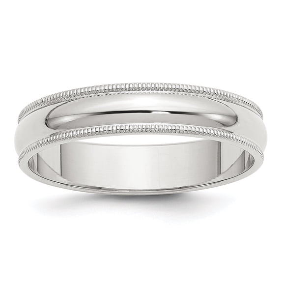 925 Sterling Silver Solid Polished Half Round 5mm Milgrain Band Ring Size 4 Ring for Women and Men