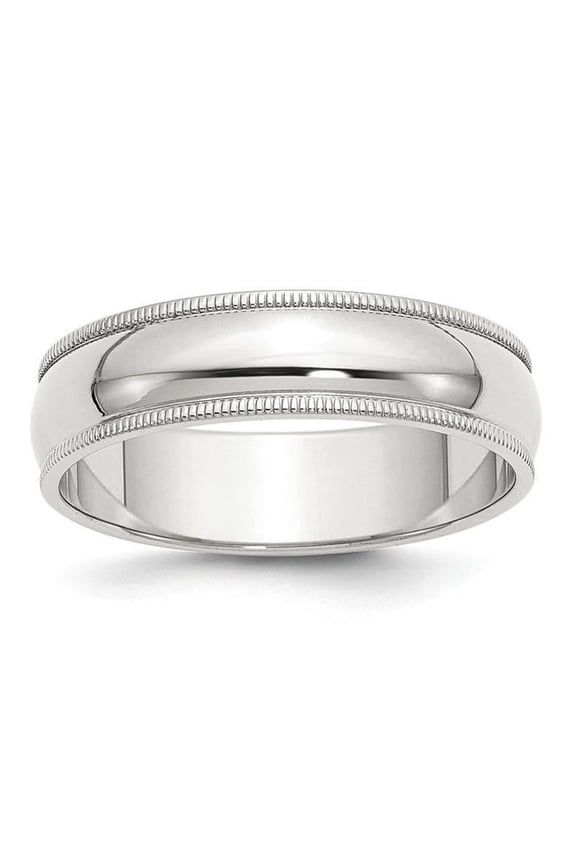 925 Sterling Silver Solid Polished Half Round 6mm Milgrain Band Ring Size 4.5 Ring for Women and Men