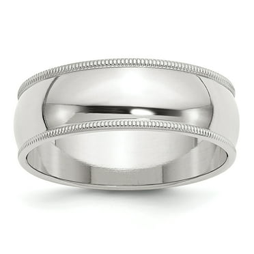 Bridal QWM070-9 7 mm Sterling Silver Half Round Milgrain Band, Size 9