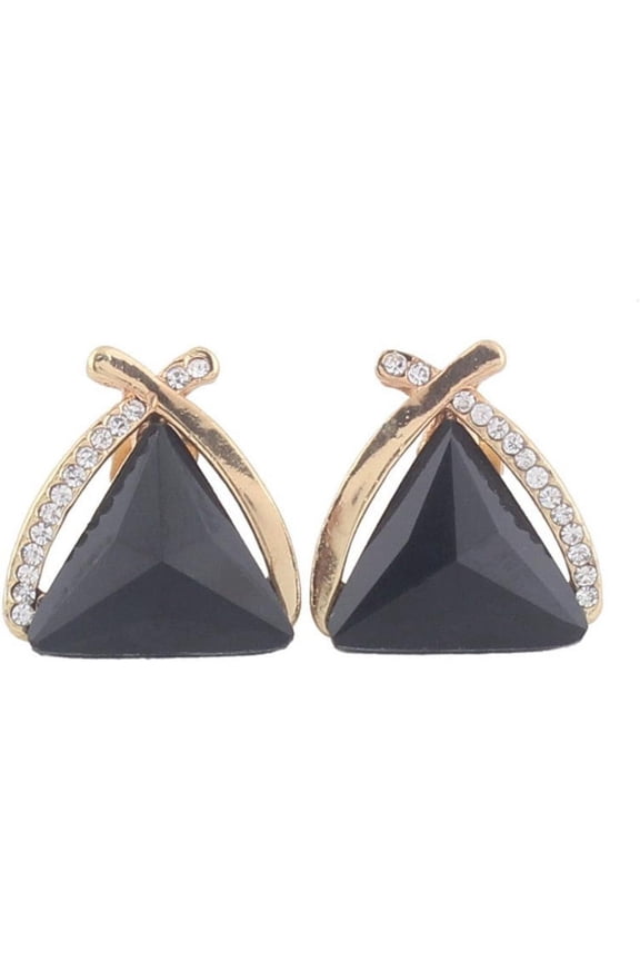™ Bridal Rhinestone Crystal Triangle Shape Clip on Earrings Non Piercing for Women Ear Clip