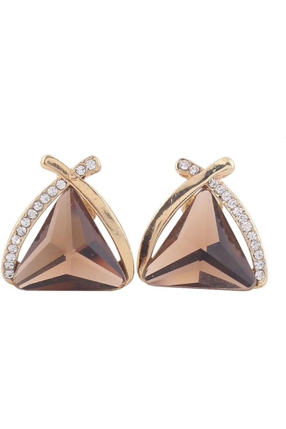 ™ Bridal Rhinestone Crystal Triangle Shape Clip on Earrings Non Piercing for Women Ear Clip
