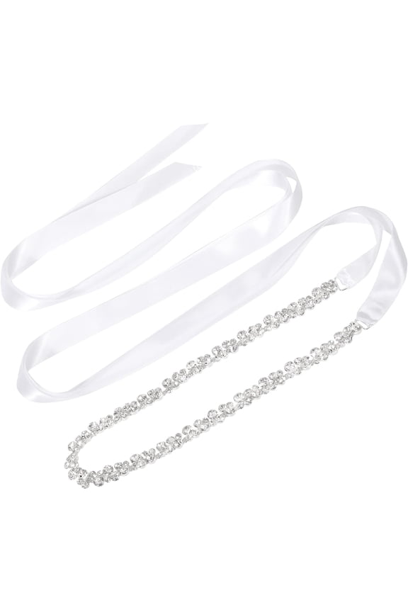 Bridal Rhinestone Wedding Belt Women Silver Crystal Rhinestone Sash Waist Belt for Formal Prom Dress