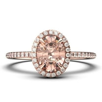 Bridal Ring Set Art Deco 2.25 Carat Oval Cut Morganite And Diamond Moissanite Engagement Ring, Wedding Ring in 925 Sterling Silver With 18k Rose Gold Plating, Promise Ring, Anniversary Gift