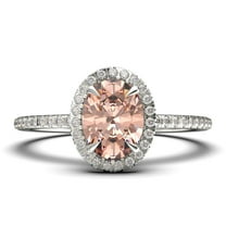 Bridal Ring Set Art Deco 2.25 Carat Oval Cut Morganite And Diamond Moissanite Engagement Ring, Wedding Ring in 925 Sterling Silver With 18k White Gold Plating, Promise Ring, Anniversary Gift