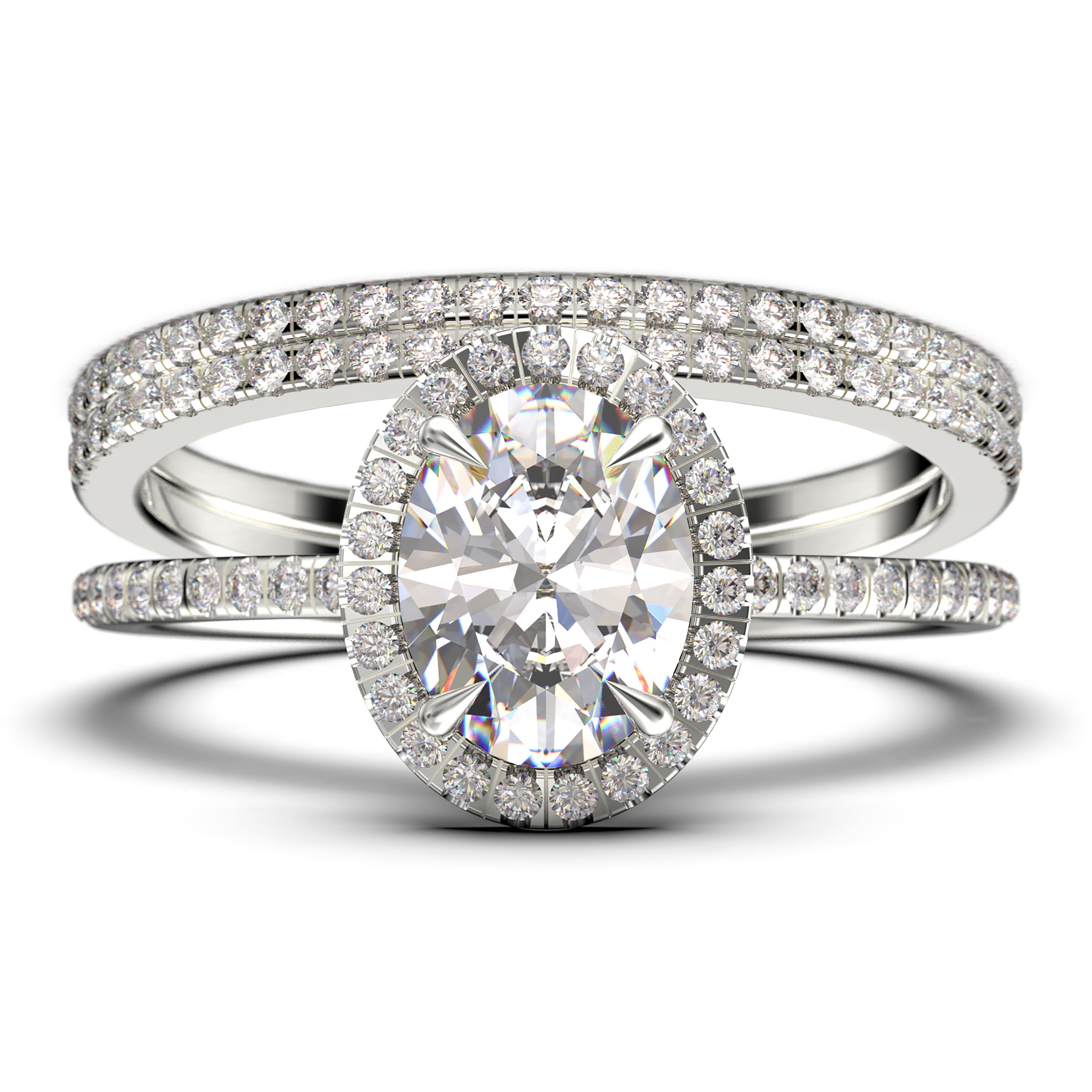 Bridal Ring Set Art Deco 2.50 Carat Oval Cut Diamond Moissanite ...