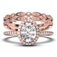 thumbnail image 1 of Bridal Ring Set Art Deco 2.50 Carat Oval Cut Diamond Moissanite Engagement Ring, Wedding Ring in 925 Sterling Silver With 18k White Gold Plating, Promise Ring,Trio set, 1 of 4