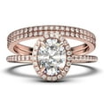 thumbnail image 1 of Bridal Ring Set Art Deco 2.50 Carat Oval Cut Diamond Moissanite Engagement Ring, Wedding Ring In 925 Sterling Silver With 18K White Gold Plating, Promise Ring,Trio Set, 1 of 4