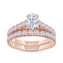Bridal Ring Set For Women, 2.00 Carat Oval & Round Shape Lab Grown Diamond Promise Wedding Ring Set In 14K Rose Gold Over Sterling Silver Jewelry Gifts For Her (2.00 Cttw)-10