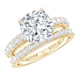 thumbnail image 1 of Rosec Jewels Certified Moissanite Wedding Ring Set - Moissanite Cushion Cut Engagement Ring with Enhancer - D-VS1 Grade, 10K Yellow Gold, US 13.00, 1 of 9